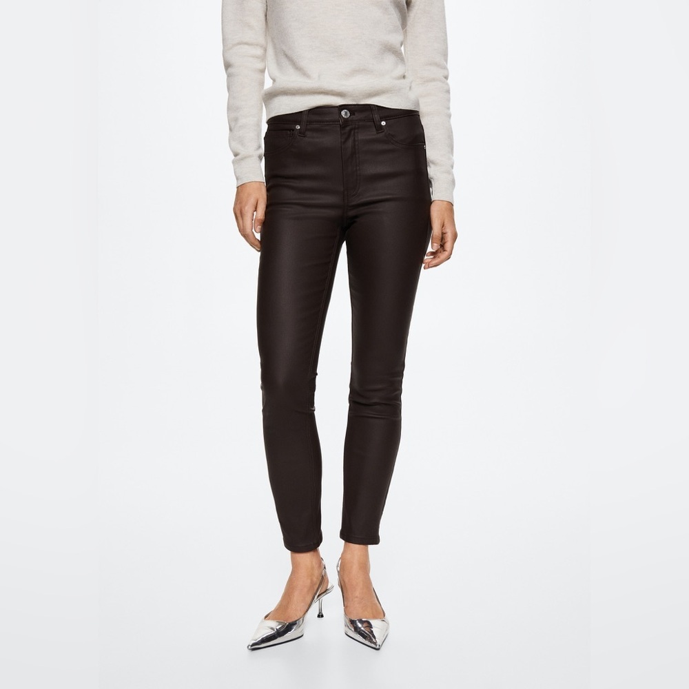 VIOLETA BY MANGO COATED SLIM JEANS - BLACK SIZE 16 (NEW WITH TAGS)